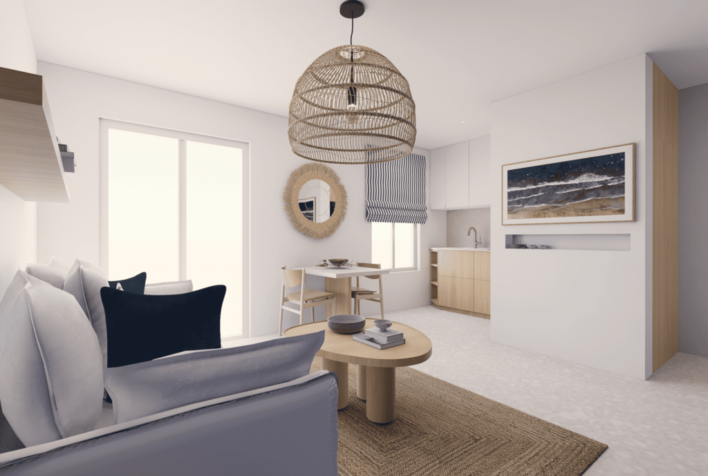 Exemple 1 - Projet Voile d'Or : rénovation studio de 33 m² à Cannes pour environ 2 000 €/m²