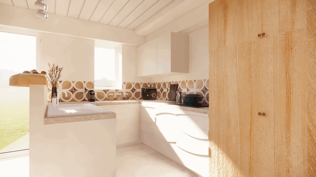 cuisine blanche et bois savoie