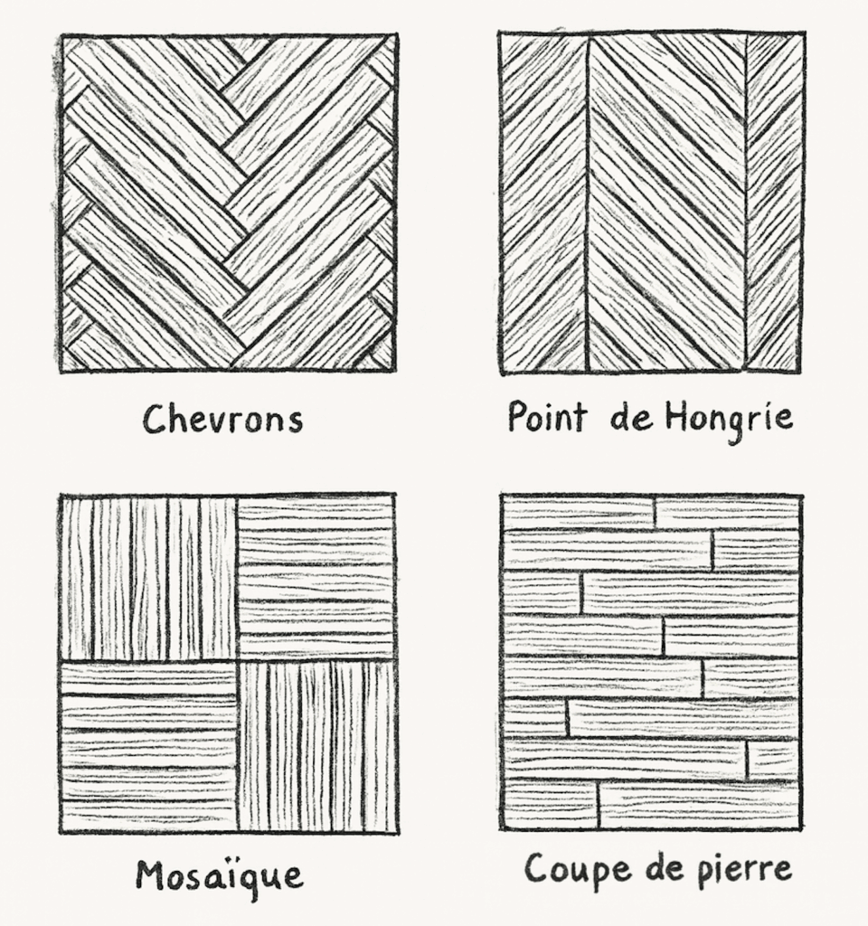 différents type de parquet croquis