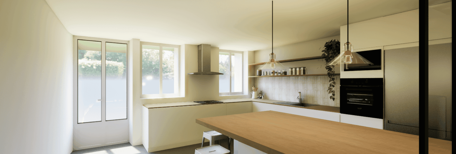 Cuisine scandinave blanche et bois dans le Var