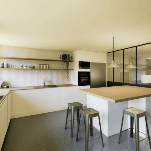 Cuisine scandinave blanche et bois dans le Var