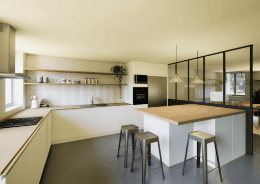 Cuisine scandinave blanche et bois dans le Var