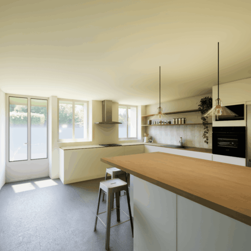 Cuisine scandinave blanche et bois dans le Var