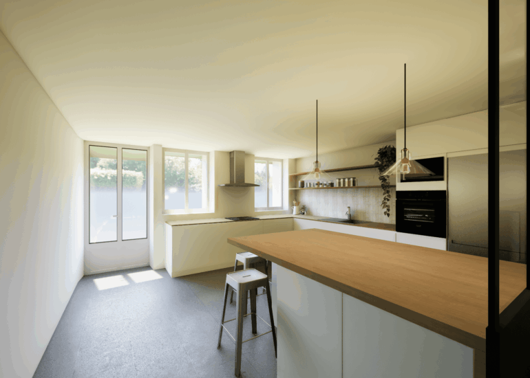 Cuisine scandinave blanche et bois dans le Var