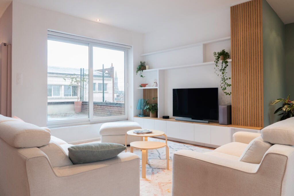 Meuble TV bois blanc