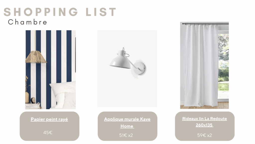 shopping liste décorateur d'intérieur