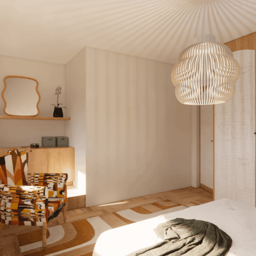 Projet Dame-Jeannes : un intérieur au style années 70