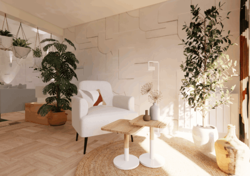 Projet Dame-Jeannes : un intérieur au style années 70