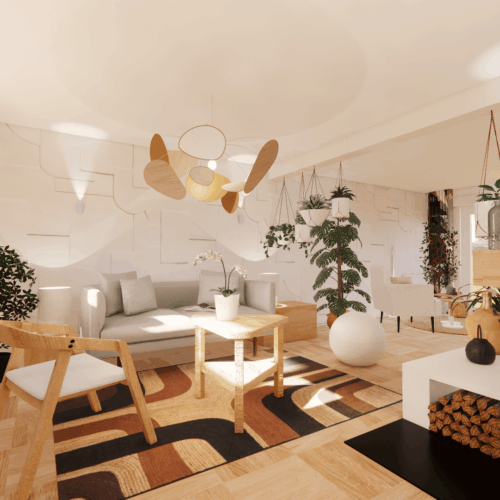 Projet Dame-Jeannes : un intérieur au style années 70