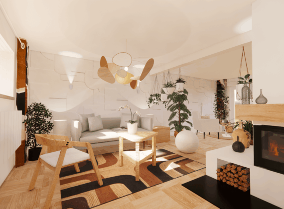 Projet Dame-Jeannes : un intérieur au style années 70