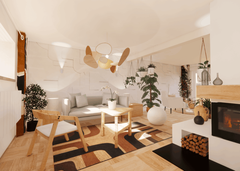 Projet Dame-Jeannes : un intérieur au style années 70