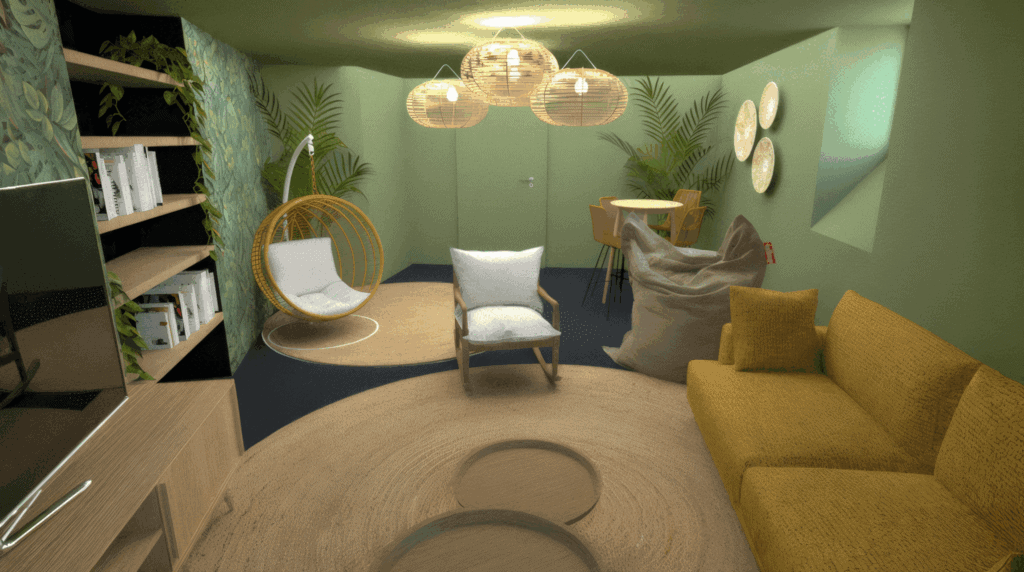 vert jungle pour coin détente d'entretreprise
