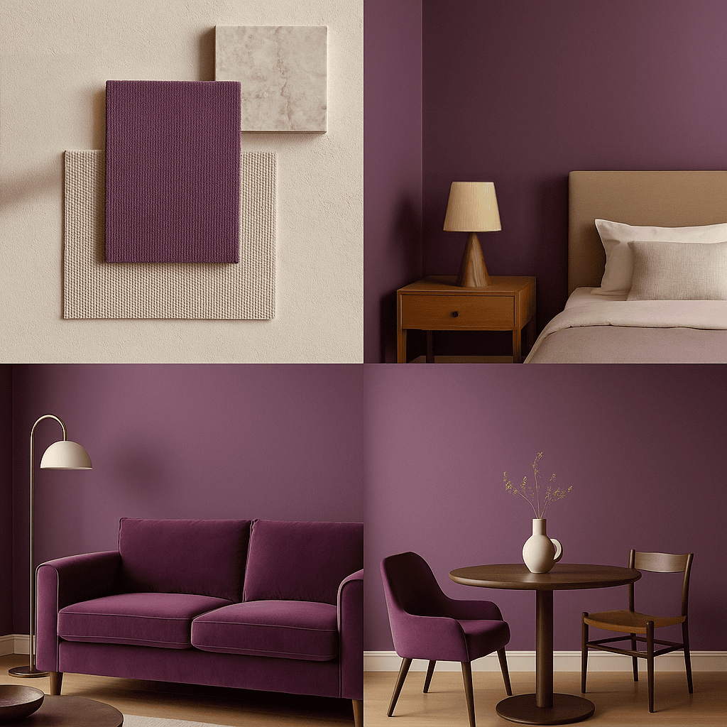planche d'ambiance décoration d'intérieure Peinture violet
