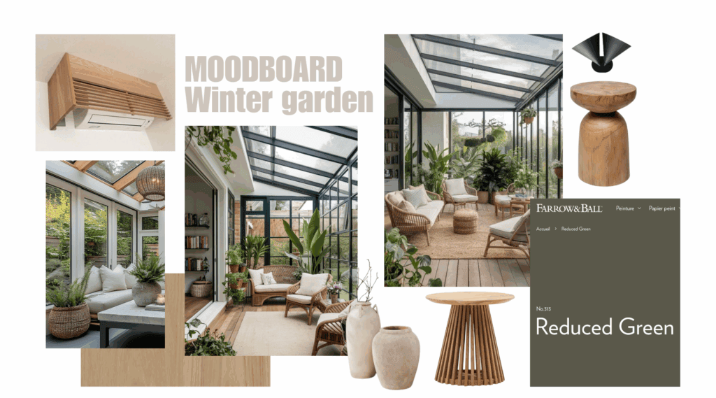 Idée aménagement jardin d'hiver moodboard