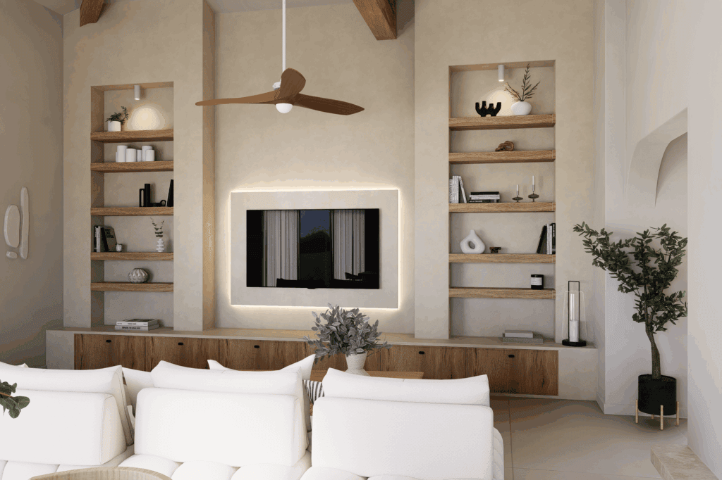 Niche tv placo au style scandinave