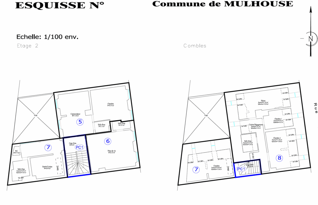 esquisse d'étage par géomex à mulhouse