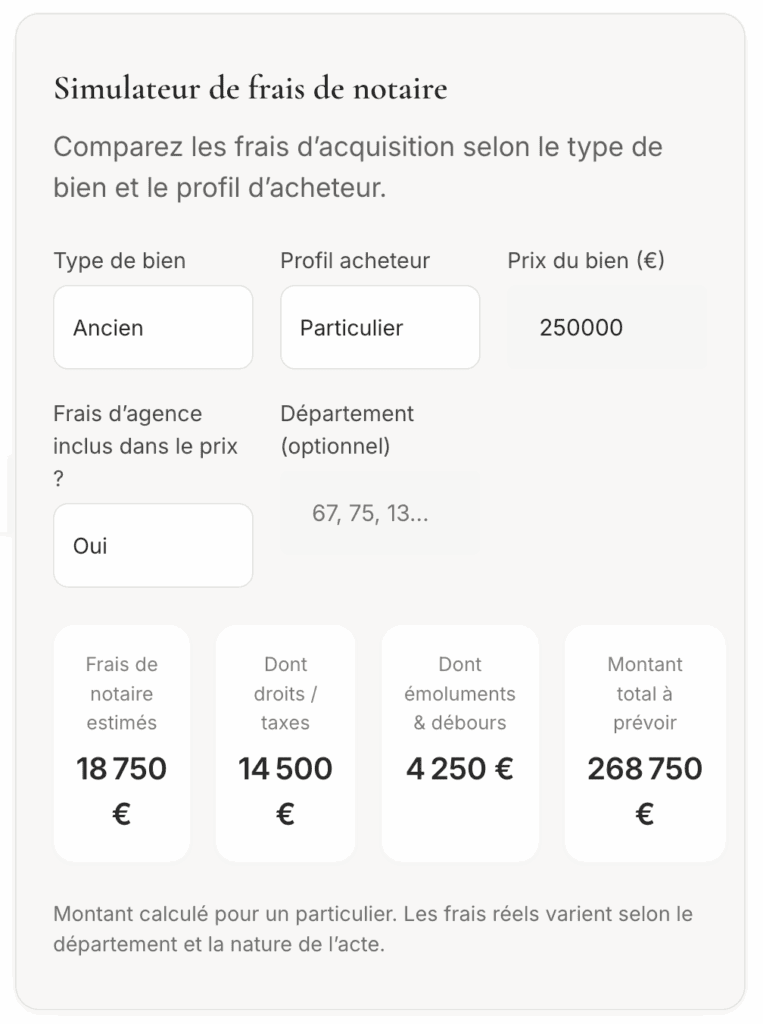 simulateur de frais de notaire en ligne by ynspir