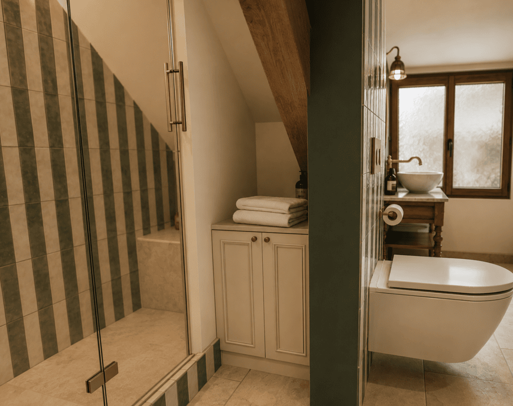 Agencement salle de bain sous pente 