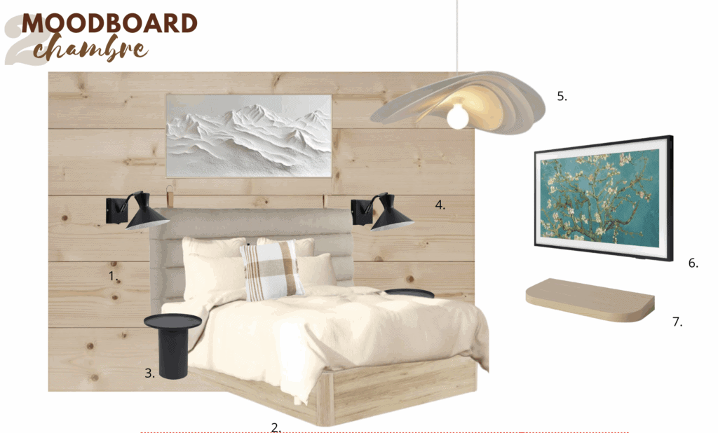 moodboard éclairage et luminaire ambiance chalet