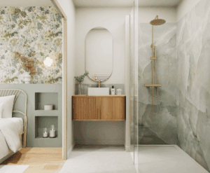 salle de bain marbrure verte