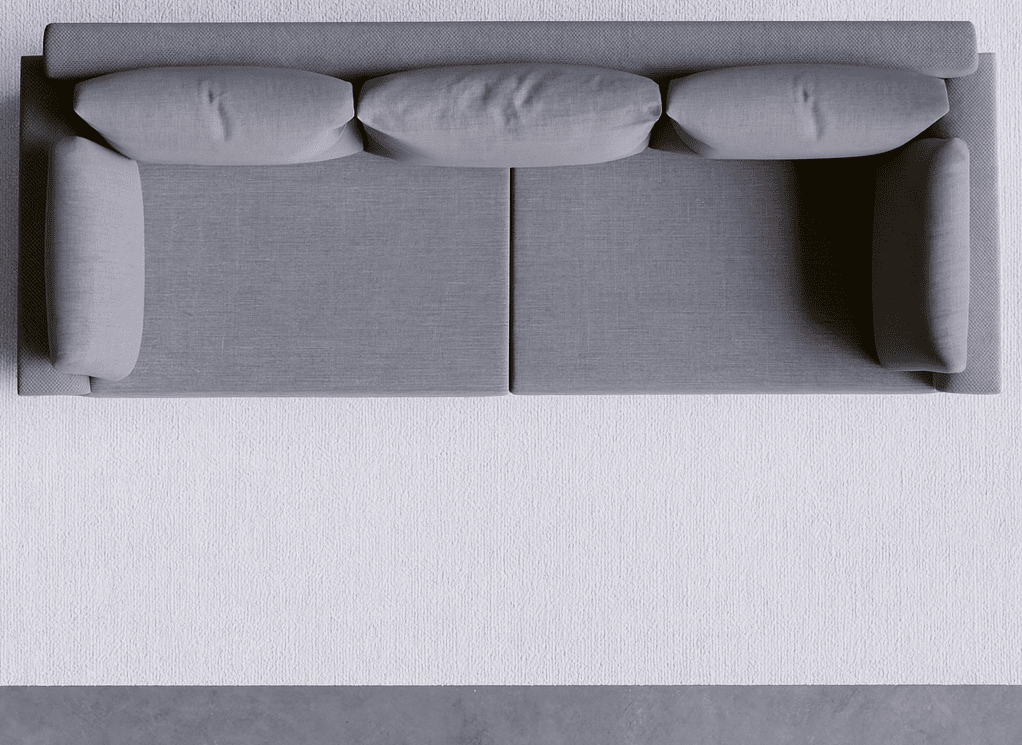 canapé avec tapis écru style scandinave