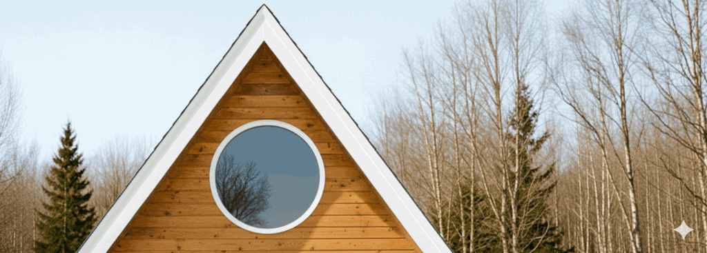 fenetre oeil de boeuf ronde sur chalet