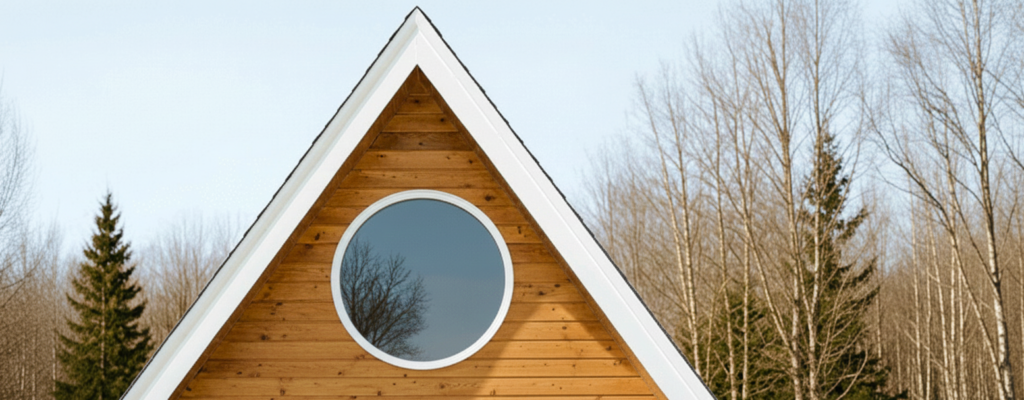 fenêtre oeil de boeuf sur une facade de chalet