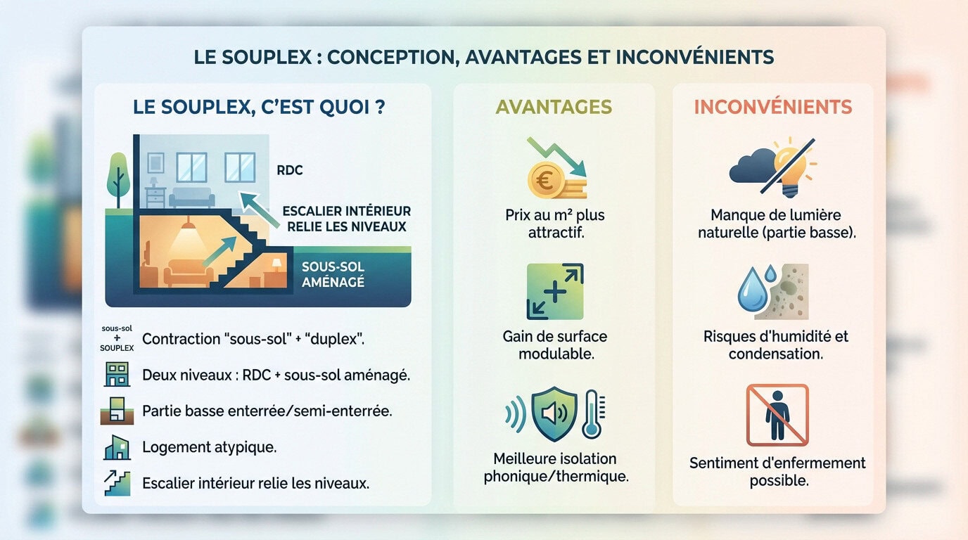 Salon aménagé en souplex avec escalier moderne et éclairage artificiel soigné