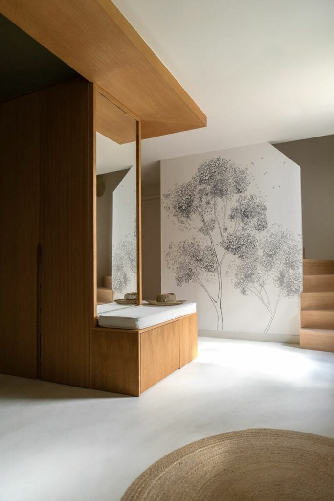 papier peint panoramique entrée de maison