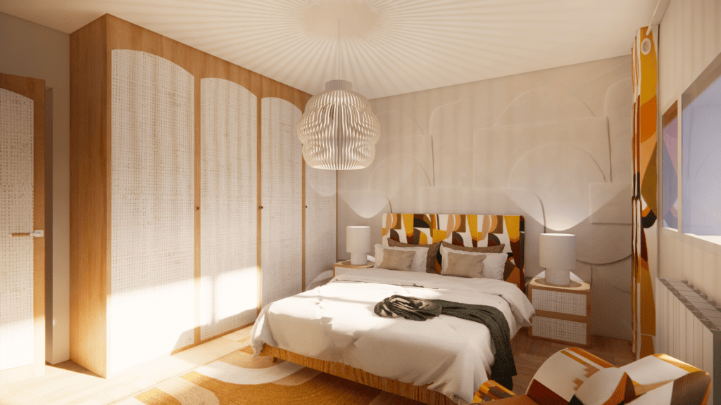 Papier peint panoramique forme géométrique pour une déco style années 70