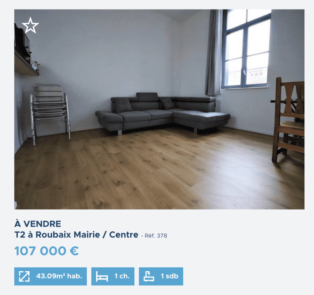 Découvrez ce T2 à Roubaix Mairie / Centre vendu par Lille Immo