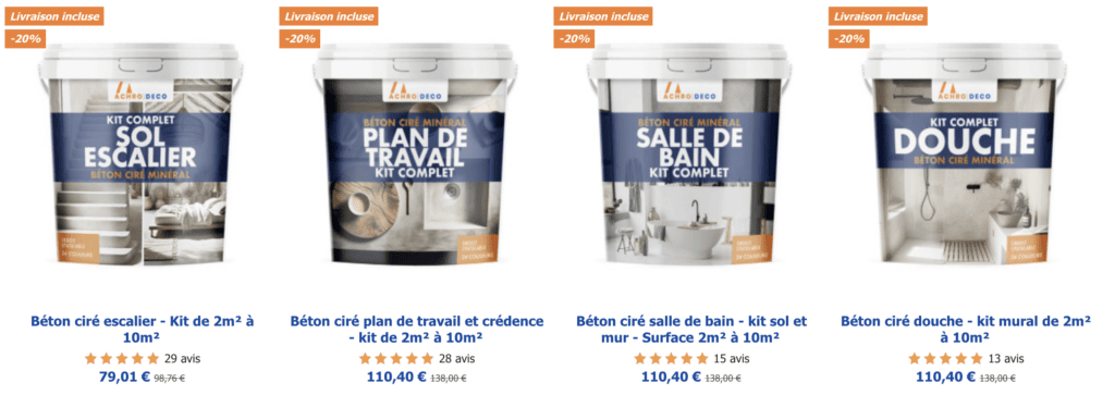 exemple de kit béton ciré sur achro déco 