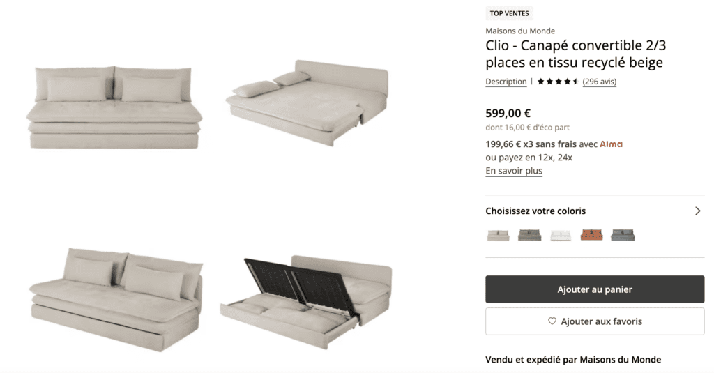 Clio : le canapé convertible 2/3 places top seller