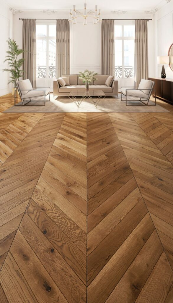 Parquet haussmann par Designparquet dans un salon 