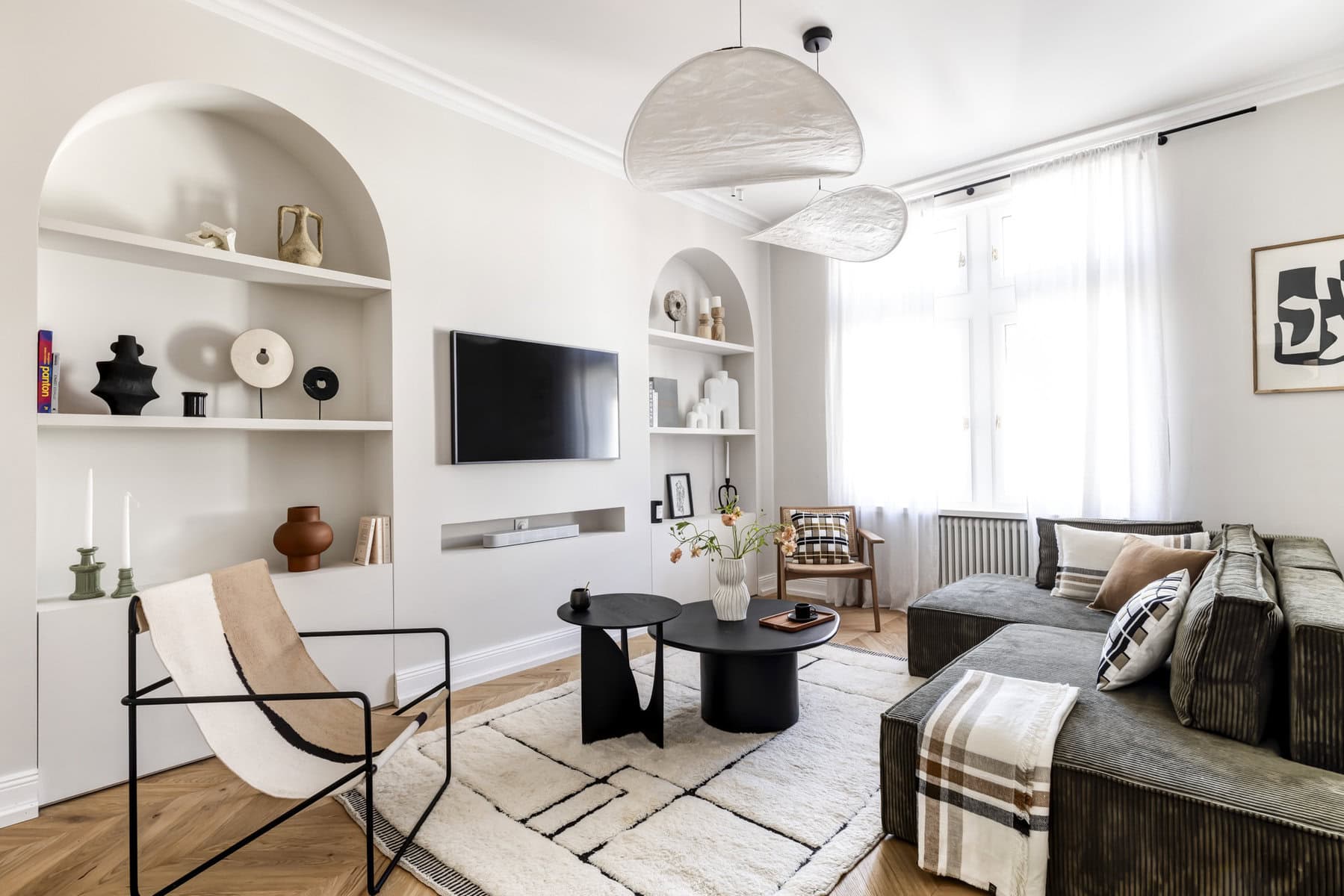 projet de salon avec arche par un architecte d'intérieur