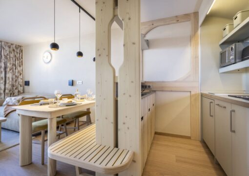 Rénovation d’un appartement aux Arcs 1800 – style Charlotte Perriand