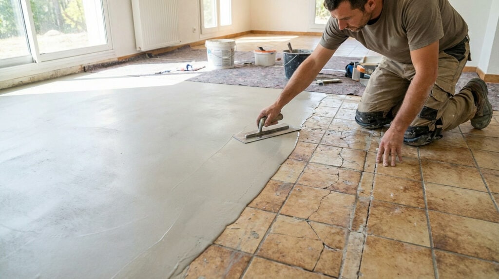 pose d ebéton ciré sur carrelage