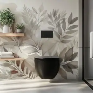 Papier peint toilette | Feuillage délicat en tons neutres et pastel