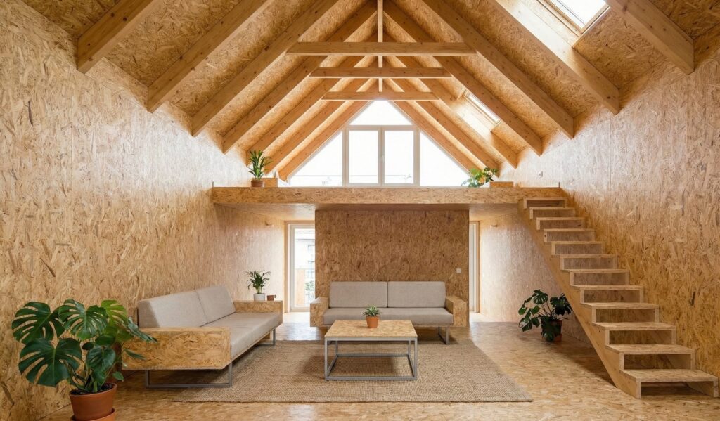 intérieur de chalet en OSB