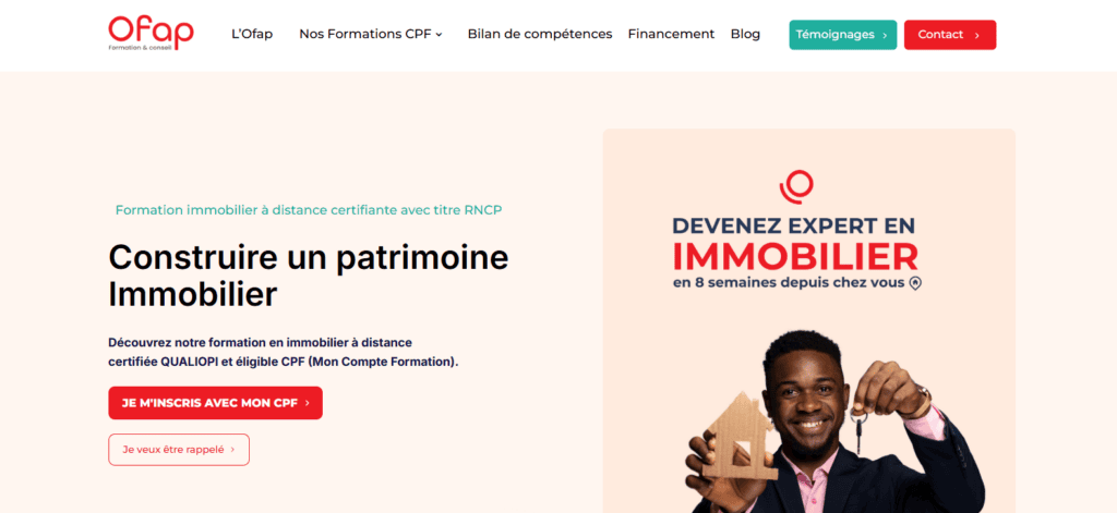 Formation immobilier CPF – OFAP (titre RNCP)