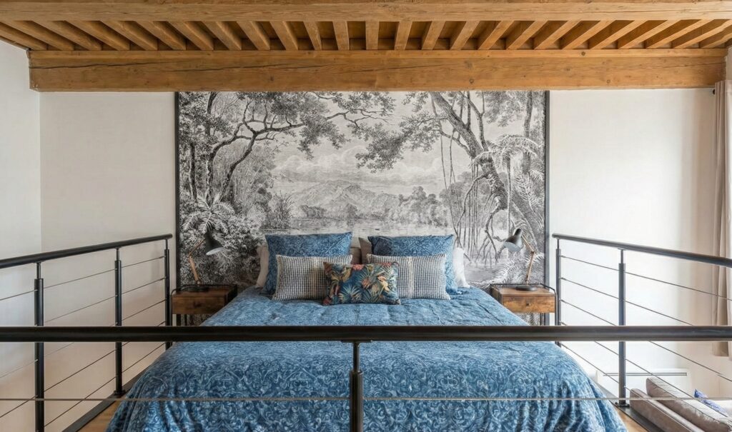 papier peint tête de lit appartement canut