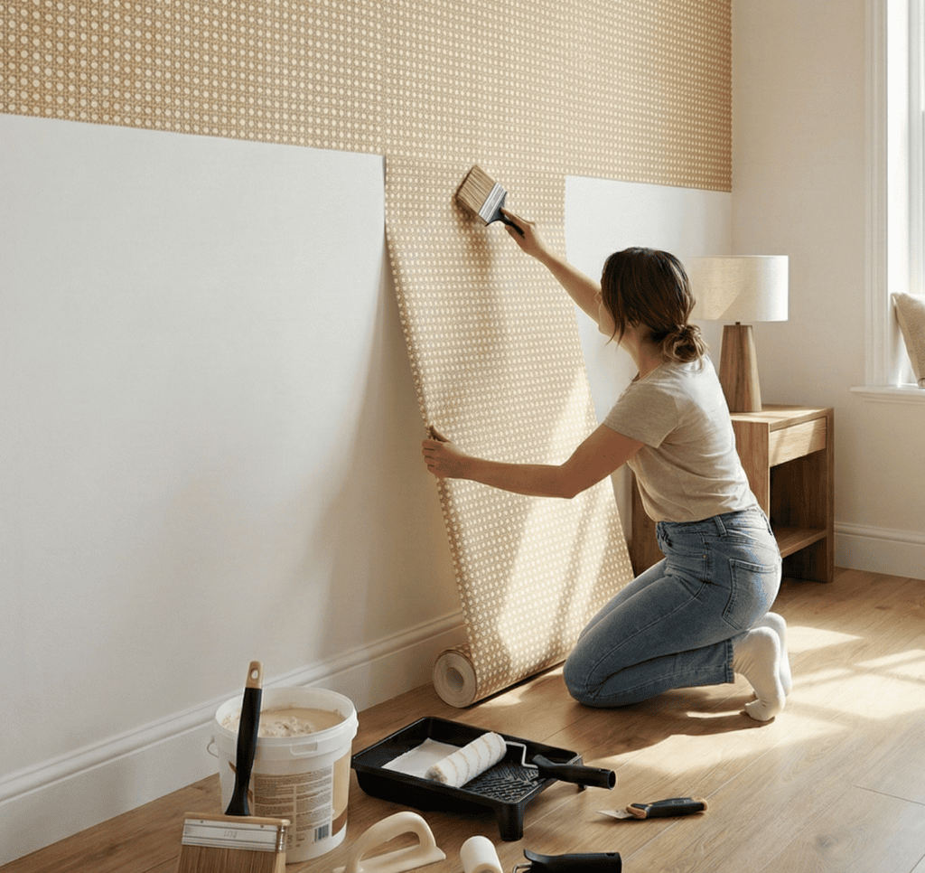 Installation du papier peint tête de lit