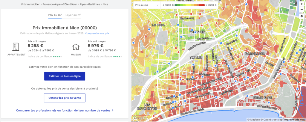 prix au m2 nice quartier par quartier meilleur agent