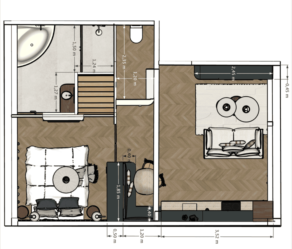 Agencement plateau 1 : Airbnb haut de gamme