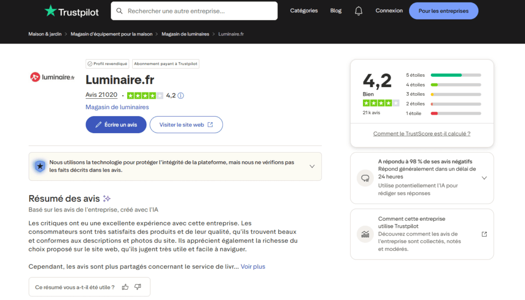 avis luminaire.fr
