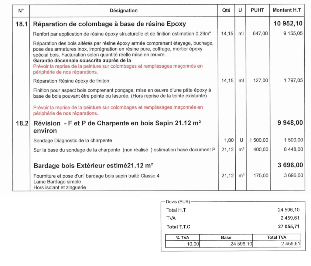 exemple devis injection résine epoxy 