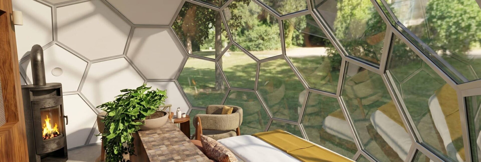 Aménagement intérieur d&rsquo;un dôme géodésique : un refuge en pleine nature