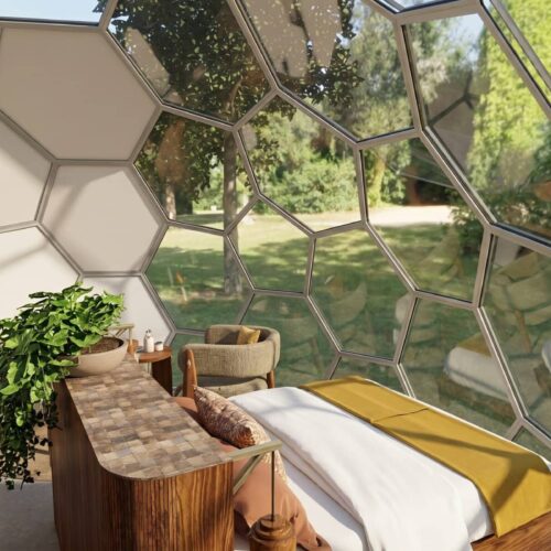 Aménagement intérieur d&rsquo;un dôme géodésique : un refuge en pleine nature