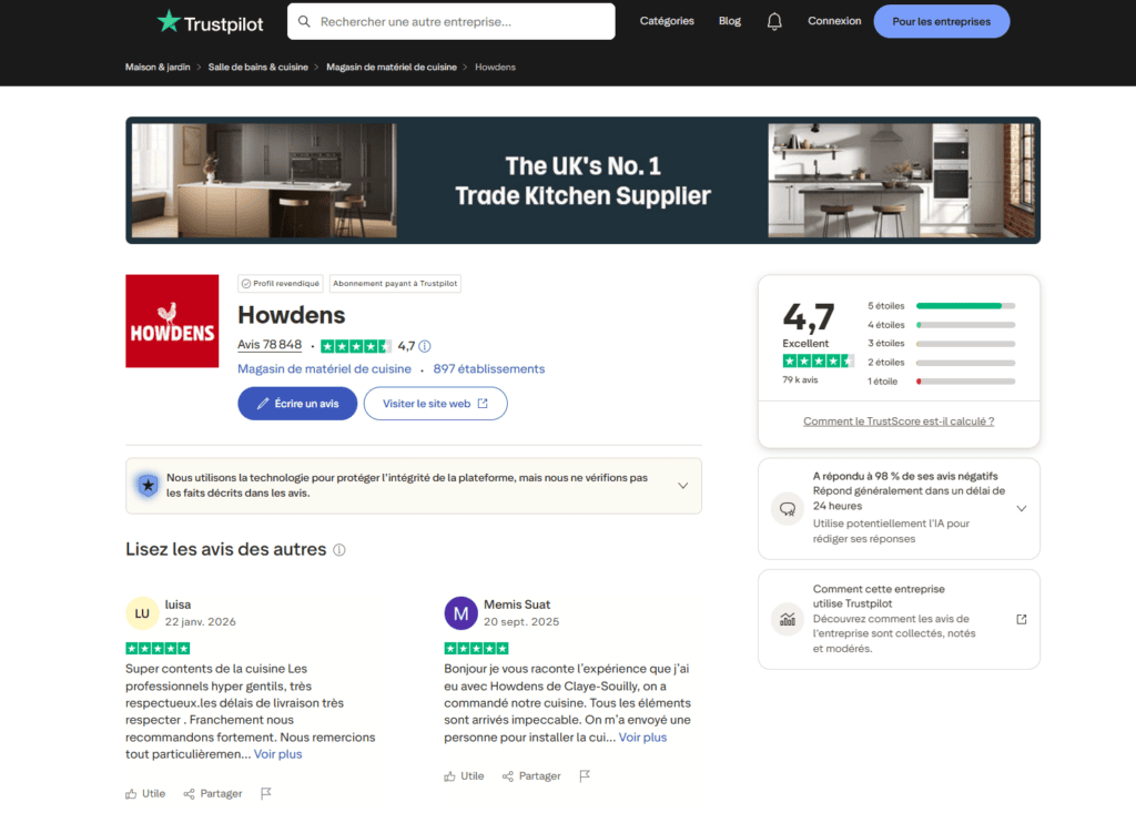 Avis cuisine howdens trustpilot