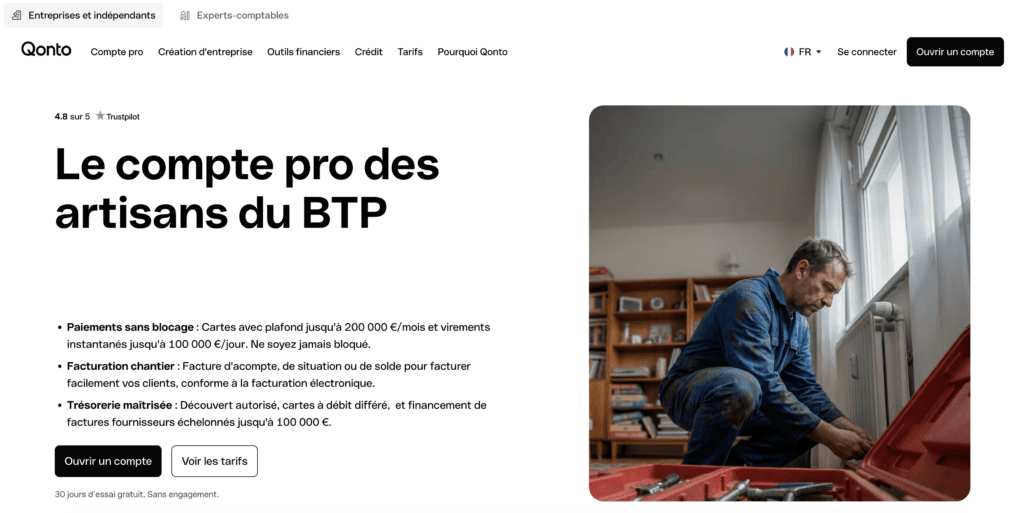 qonto pour artisan